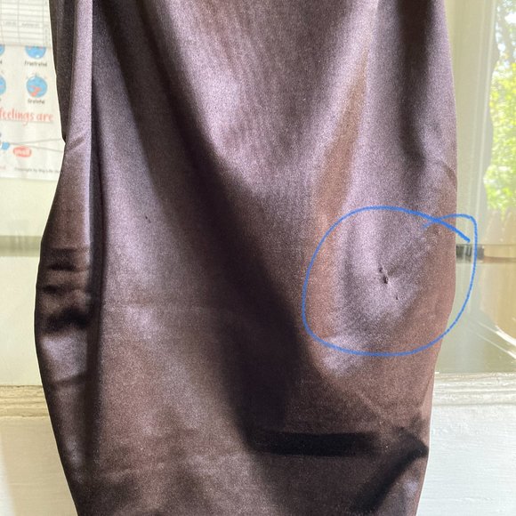 H & M Dark Chocolate Brown Satin Divided Ruched Dress - Picture 4 of 4